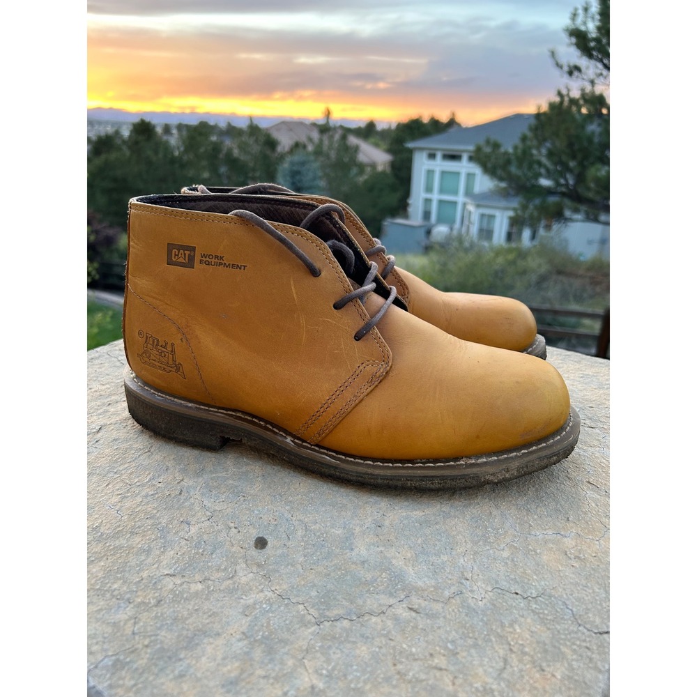 CAT Caterpillar Work Equipment Mens Leather Chukka Boots Honey Tan 70665 Size 10
